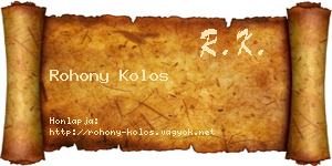Rohony Kolos névjegykártya